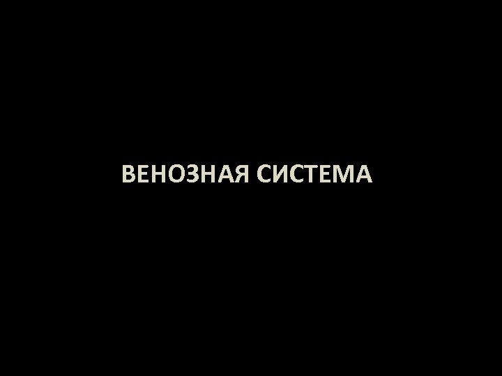 ВЕНОЗНАЯ СИСТЕМА 