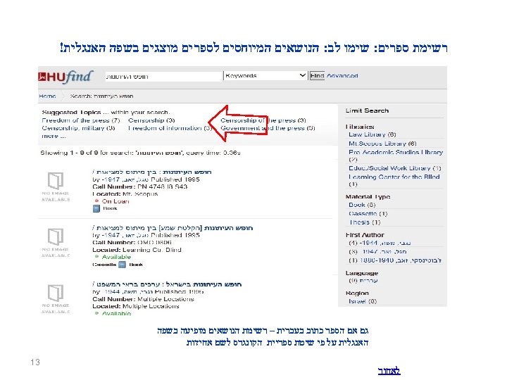  רשימת ספרים: שימו לב: הנושאים המיוחסים לספרים מוצגים בשפה האנגלית! גם אם הספר