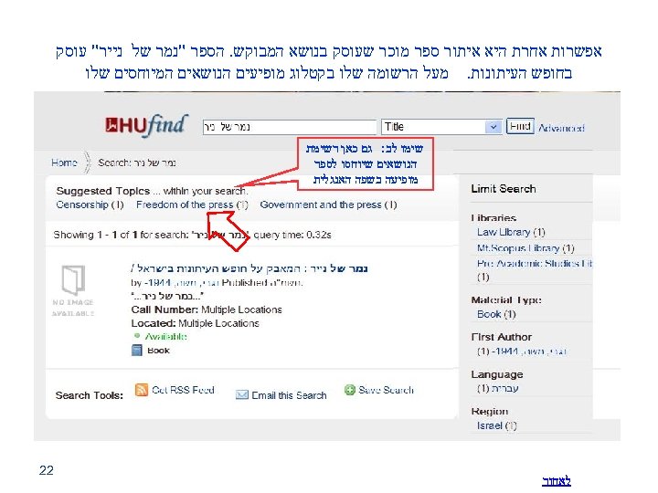  אפשרות אחרת היא איתור ספר מוכר שעוסק בנושא המבוקש. הספר "נמר של נייר"