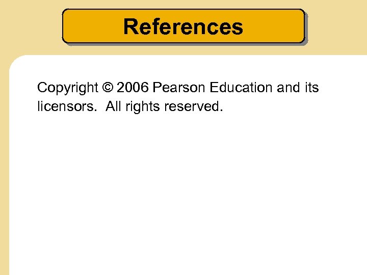 References Copyright © 2006 Pearson Education and its licensors. All rights reserved. 