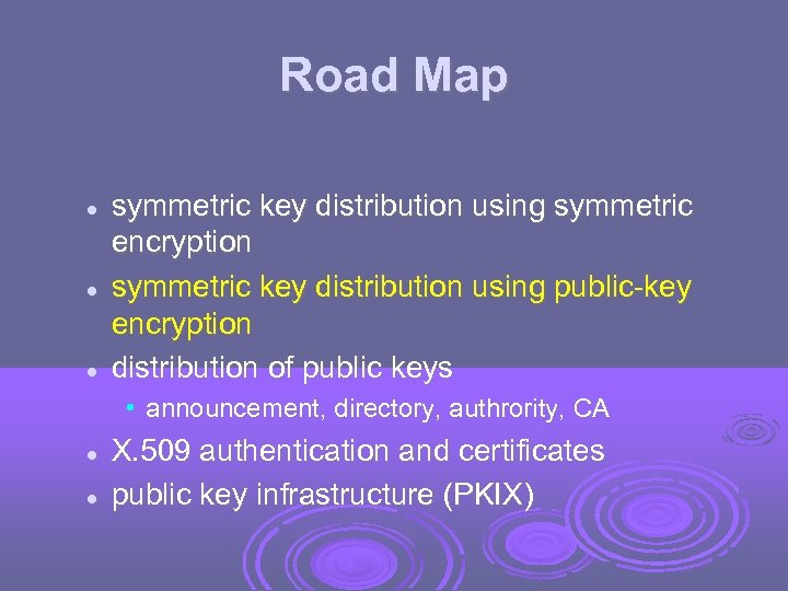 Road Map symmetric key distribution using symmetric encryption symmetric key distribution using public-key encryption