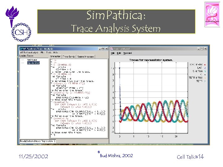 Sim. Pathica: Trace Analysis System 11/25/2002 ©Bud Mishra, 2002 Cell Talk» 14 