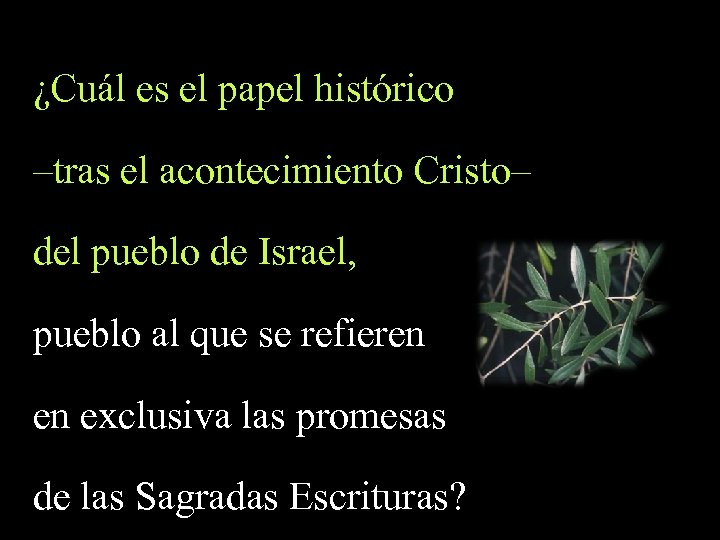 ¿Cuál es el papel histórico –tras el acontecimiento Cristo– del pueblo de Israel, pueblo