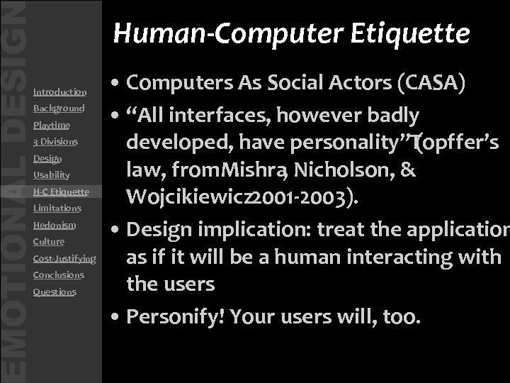 MOTIONAL DESIG • Introduction • Background • Playtime • 3 Divisions • Design •