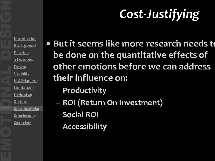 MOTIONAL DESIG • Introduction • Background • Playtime • 3 Divisions • Design •