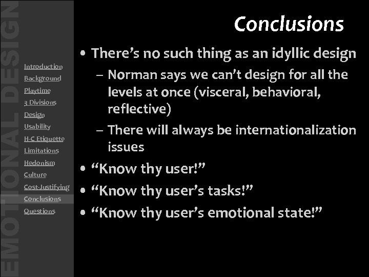 MOTIONAL DESIG • Introduction • Background • Playtime • 3 Divisions • Design •