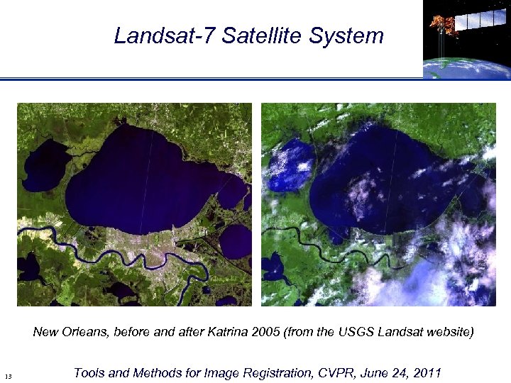 Landsat-7 Satellite System New Orleans, before and after Katrina 2005 (from the USGS Landsat