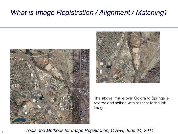 What is Image Registration / Alignment / Matching? The above image over Colorado Springs