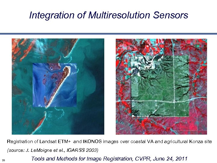 Integration of Multiresolution Sensors Registration of Landsat ETM+ and IKONOS images over coastal VA