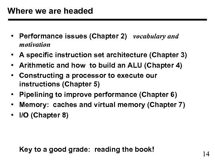 Where we are headed • Performance issues (Chapter 2) vocabulary and motivation • A