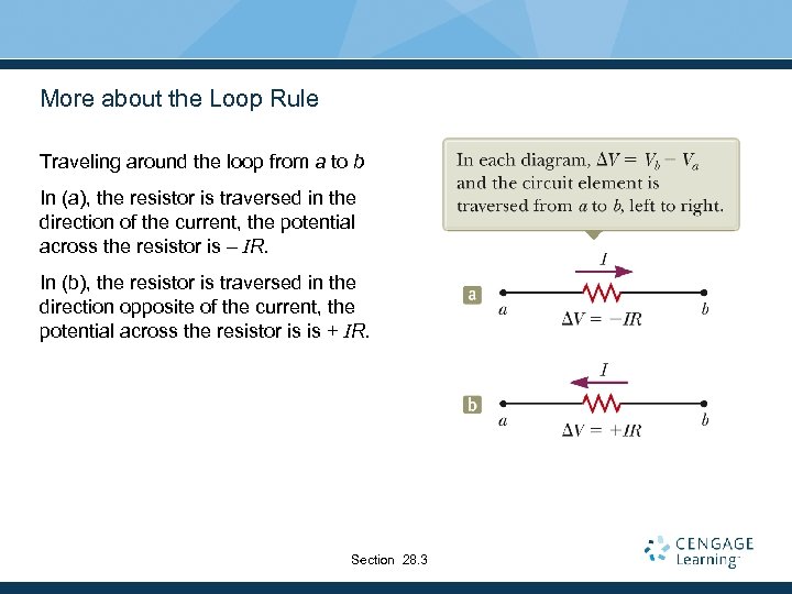 More about the Loop Rule Traveling around the loop from a to b In