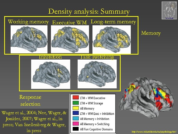 Density analysis: Summary SCANLab Working memory Executive WM Long-term memory Memory Inhibition Task switching