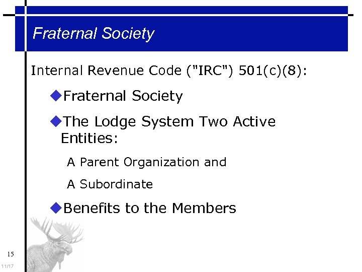 Fraternal Society Internal Revenue Code (