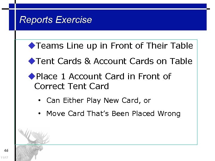 Reports Exercise Teams Line up in Front of Their Table Tent Cards & Account