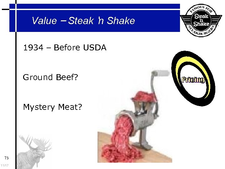 Value – Steak ‘n Shake 1934 – Before USDA Ground Beef? Mystery Meat? 73