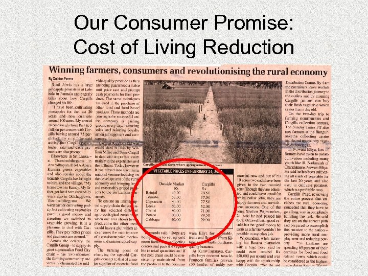 Our Consumer Promise: Cost of Living Reduction 