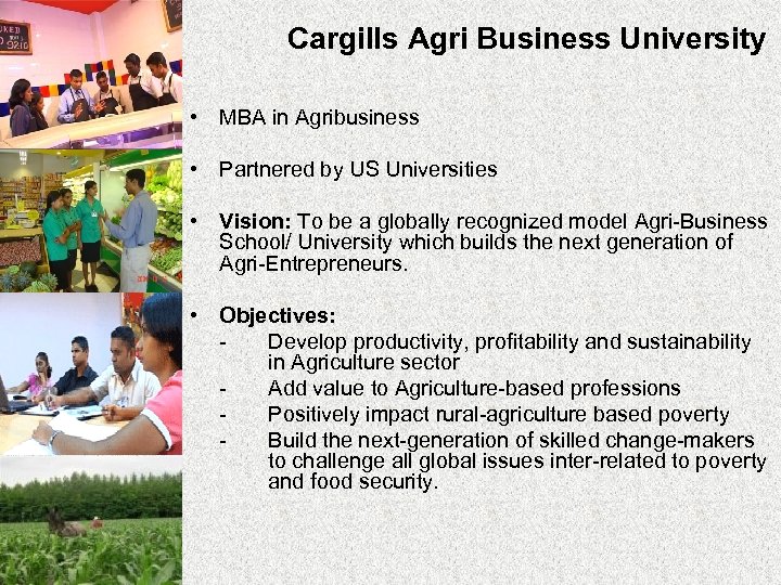 Cargills Agri Business University • MBA in Agribusiness • Partnered by US Universities •