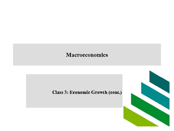 Macroeconomics Class 3: Economic Growth (cont. ) 