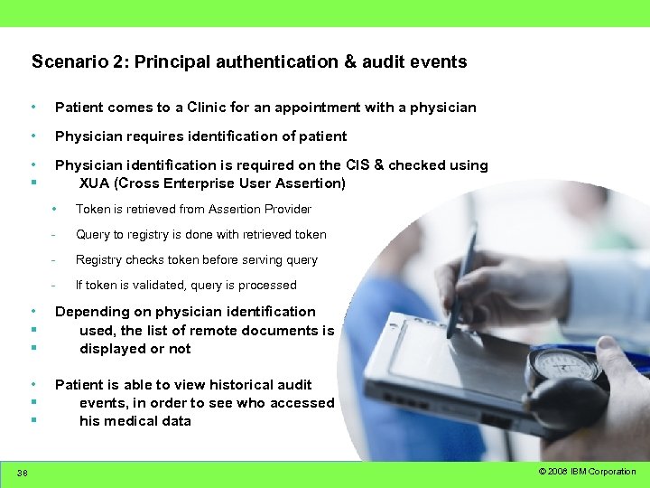 Scenario 2: Principal authentication & audit events • Patient comes to a Clinic for