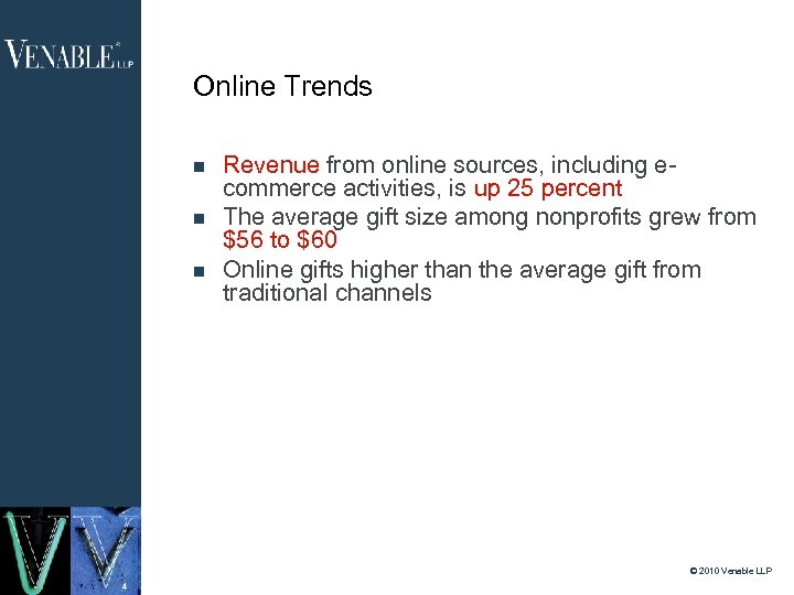 Online Trends Revenue from online sources, including ecommerce activities, is up 25 percent The