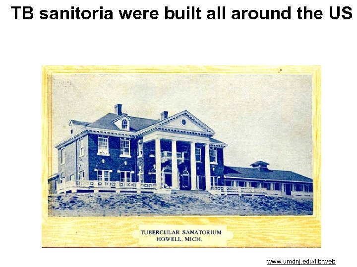 TB sanitoria were built all around the US www. umdnj. edu/librweb 