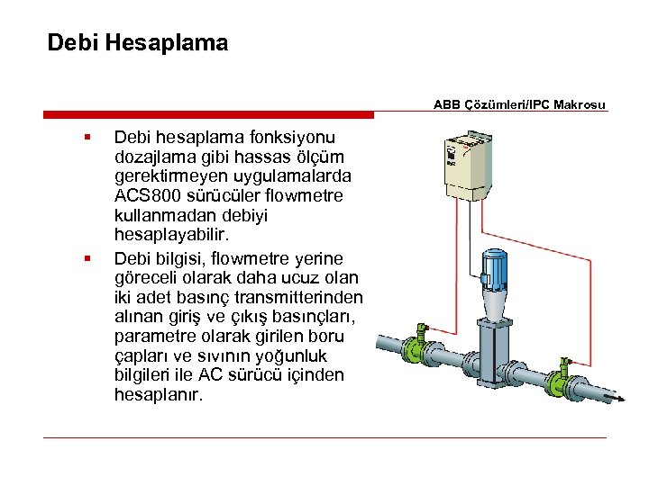 Debi Hesaplama ABB Çözümleri/IPC Makrosu § § Debi hesaplama fonksiyonu dozajlama gibi hassas ölçüm