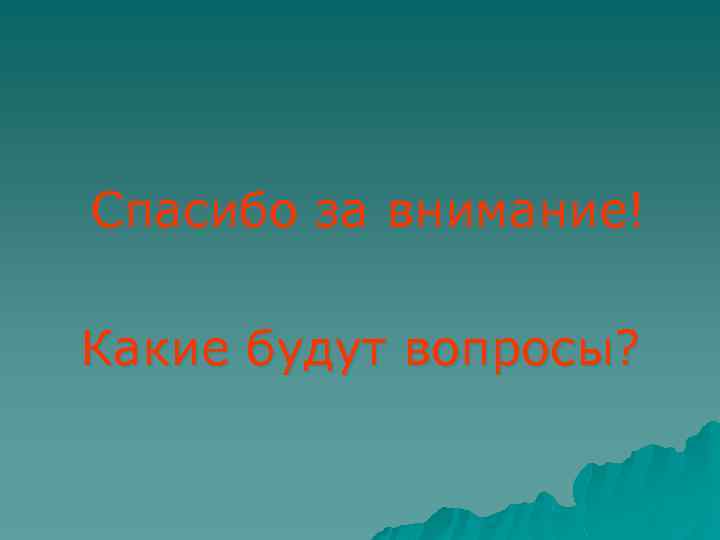  Спасибо за внимание! Какие будут вопросы? 