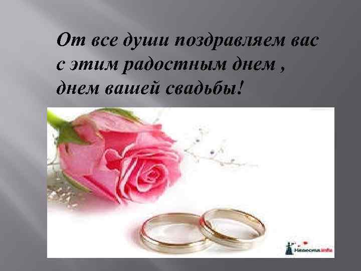 От все души поздравляем вас с этим радостным днем , днем вашей свадьбы! 