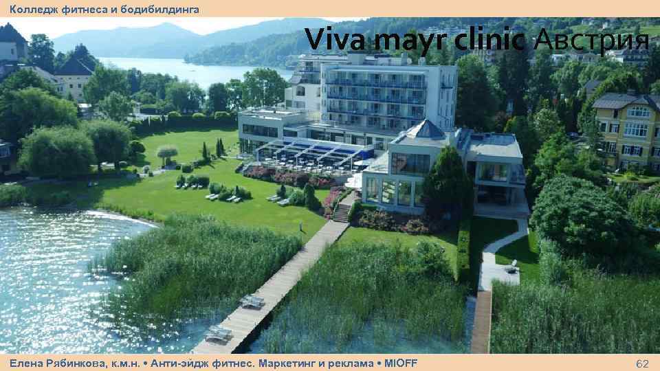 Колледж фитнеса и бодибилдинга Viva mayr clinic Австрия Елена Рябинкова, к. м. н. •