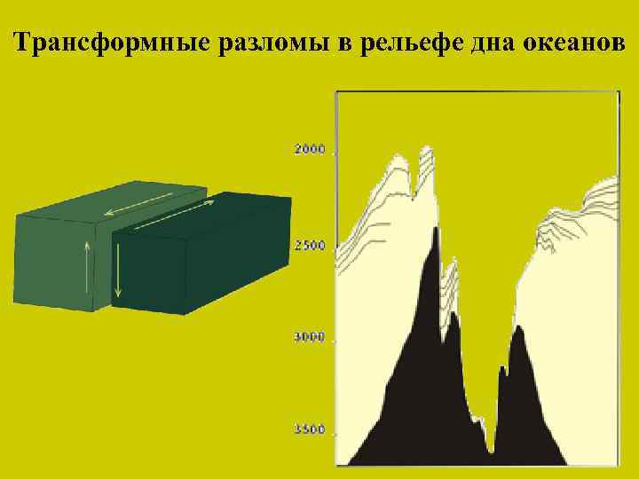 Трансформные разломы в рельефе дна океанов 