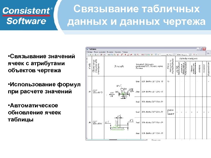 Связывание табличных данных и данных чертежа • Связывание значений ячеек с атрибутами объектов чертежа