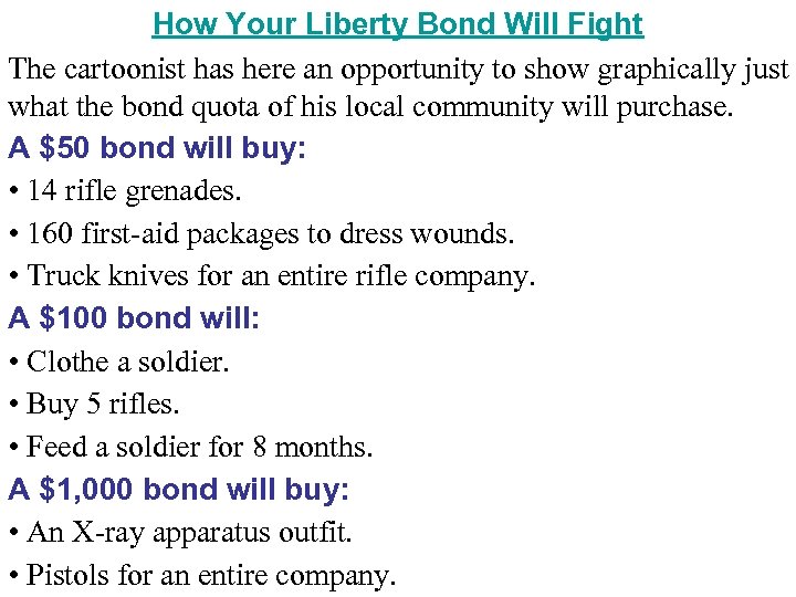 How Your Liberty Bond Will Fight The cartoonist has here an opportunity to show