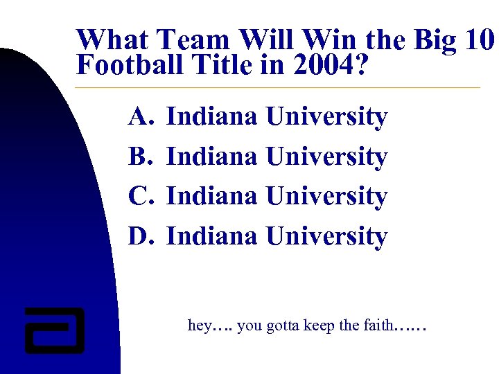 What Team Will Win the Big 10 Football Title in 2004? A. B. C.