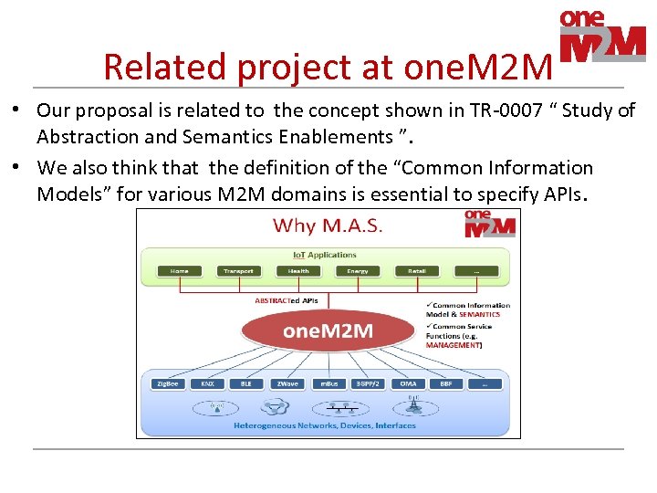 Related project at one. M 2 M • Our proposal is related to the