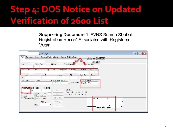 Step 4: DOS Notice on Updated Verification of 2600 List Supporting Document 1: FVRS