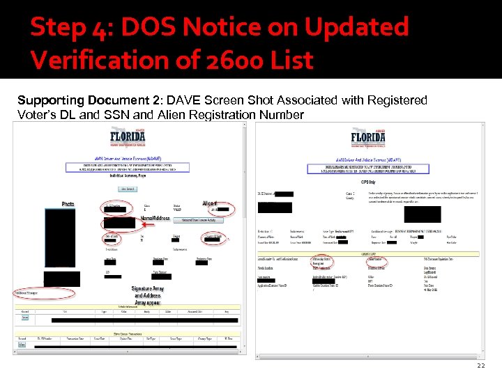 Step 4: DOS Notice on Updated Verification of 2600 List Supporting Document 2: DAVE