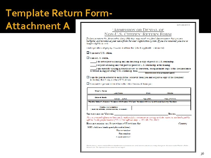 Template Return Form. Attachment A 36 