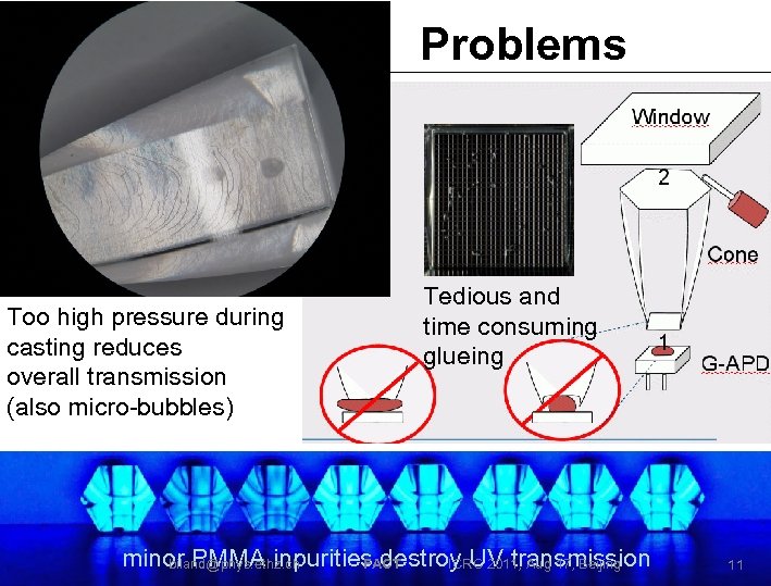 Solid Cone Problems Too high pressure during casting reduces overall transmission (also micro-bubbles) Tedious