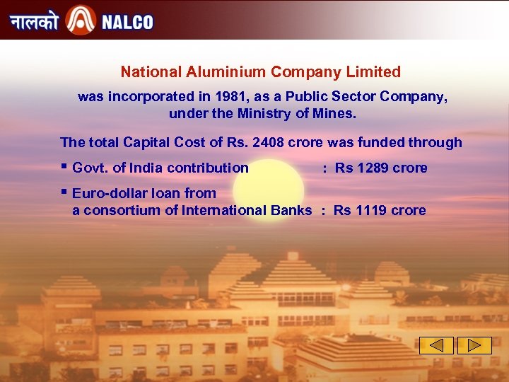 National Aluminium Company Limited was incorporated in 1981, as a Public Sector Company, under