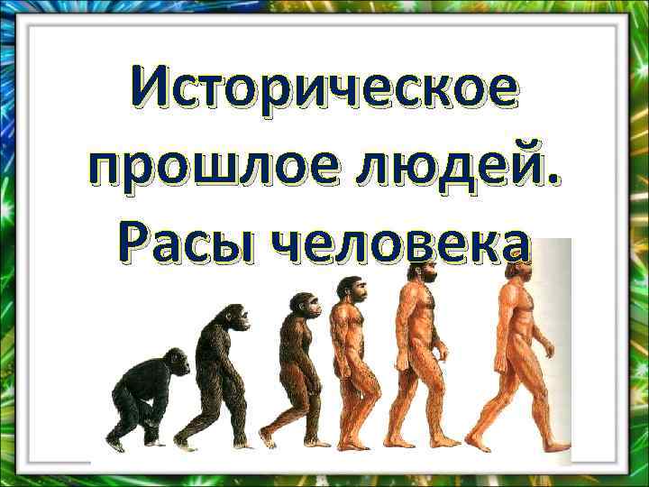 Историческое прошлое людей. Расы человека 