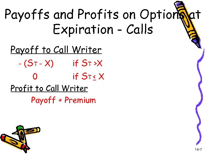 Payoffs and Profits on Options at Expiration - Calls Payoff to Call Writer -