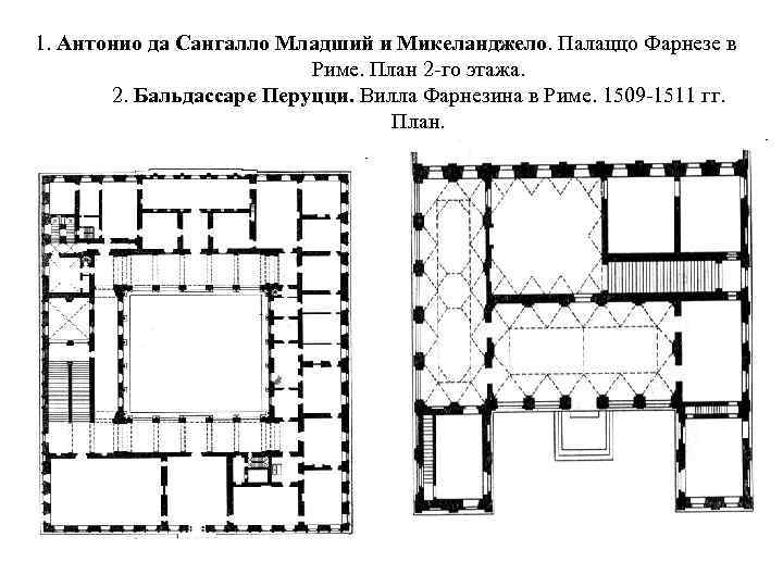 1. Антонио да Сангалло Младший и Микеланджело. Палаццо Фарнезе в Риме. План 2 -го