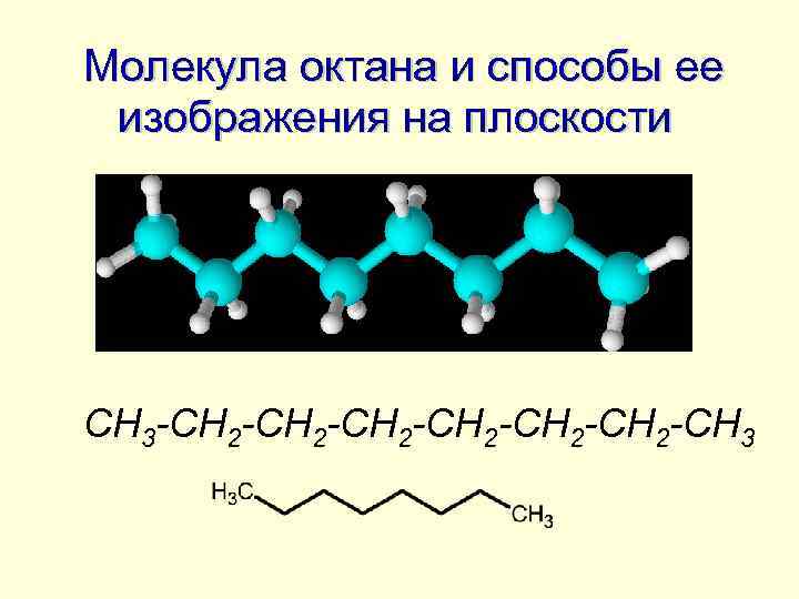 Молекула октана и способы ее изображения на плоскости СН 3 -СН 2 -СН 2