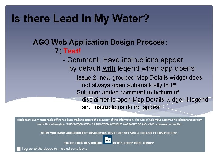 Is there Lead in My Water? AGO Web Application Design Process: 7) Test! -