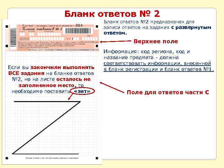 Бланк ответов № 2 2014 Бланк ответов № 2 предназначен для записи ответов на