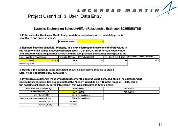 Project User 1 of 3: User Data Entry 11 