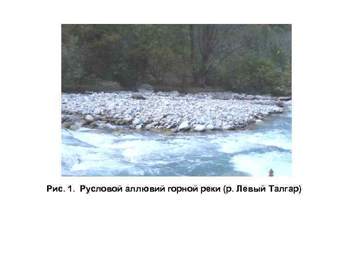 Рис. 1. Русловой аллювий горной реки (р. Левый Талгар) 
