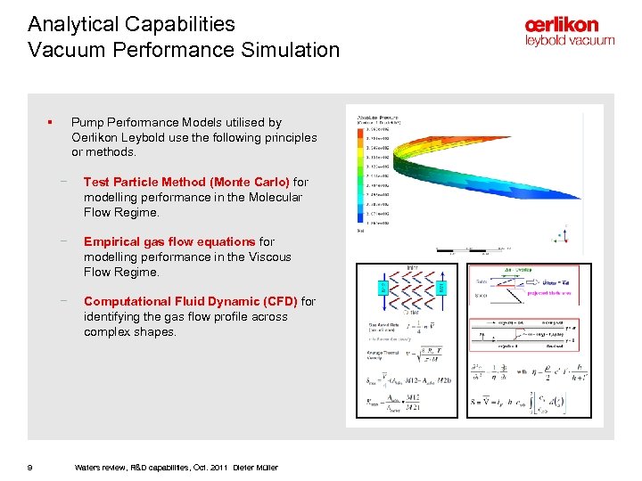 Analytical Capabilities Vacuum Performance Simulation § Pump Performance Models utilised by Oerlikon Leybold use