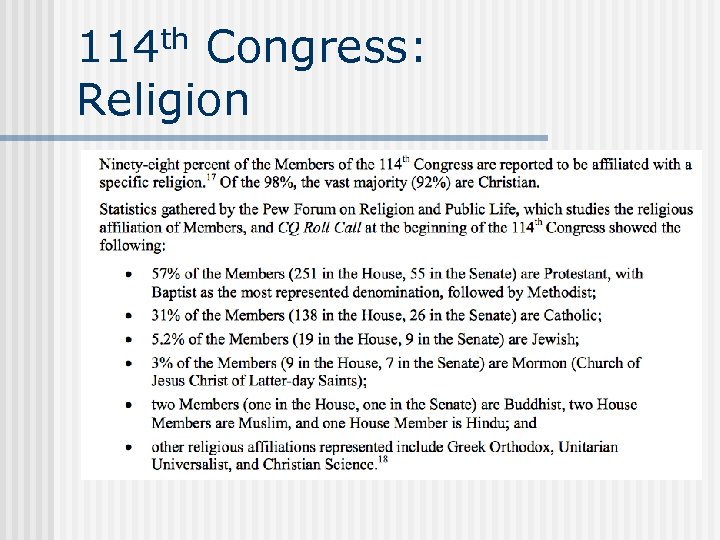 114 th Congress: Religion 