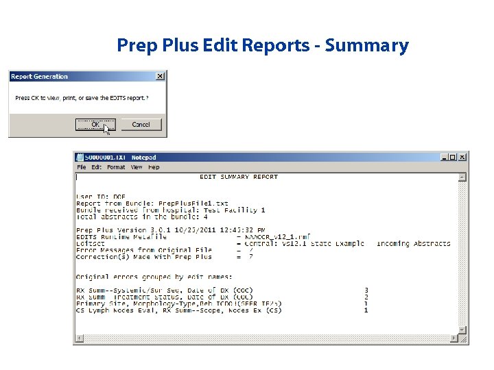 Prep Plus Edit Reports - Summary 